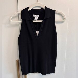 Women's Sleeveless V-Neck Polo Knit Top